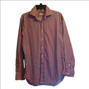 THOMAS DEAL, PLAID, LONG SLEEVE, BUTTON DOWN SHIRT, SIZE LARGE.